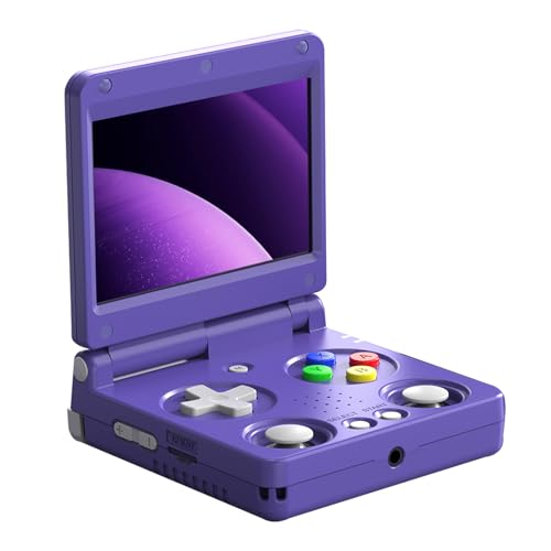 Image of Doriteney Flip Retro Handeld Video Game Console 3.4" IPS Screen 64GB TF Card Preload Electronic Games, Support WiFi Bluetooth HD Indigo Flip