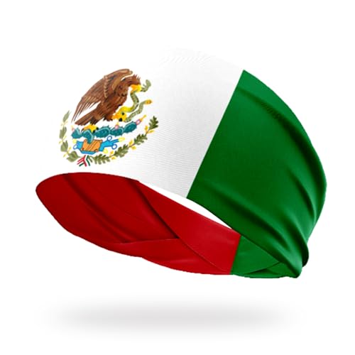 hhdatc Mexican Country Flag Headbands,Sweat Bands Headbands Men Bandana Mexico Headband for Men Soccer Tennis Workout Costume