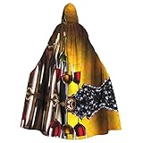 Klassisches Design: Der Umhang verfügt über ein stilvolles und zeitloses Design, mit einem übergroßen Umhang mit Fliege und ohne Reißverschluss, mit einer Kapuze, die Ihrem Halloween-Kostüm einen Hauch von Geheimnis und Intrige verleiht.