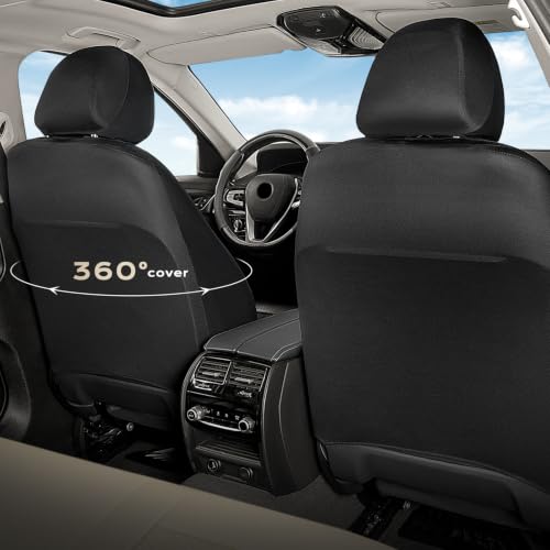 Image of Coverado Car Seat Covers Front Pair, Automotive Leather Seat Covers for Car,Universal Fit Front Back Seat Cover, Non-Slip Waterproof Breathable Car Seat Protector