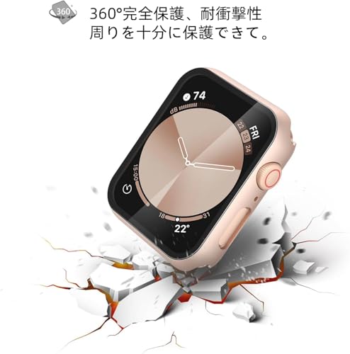 ULOE For Apple Watch Series 6 SE3 (2025) SE SE2 Series 5 Series 4 40mm ケース, 超薄型 PC+ガラス素材 全面保護 高透過率 装着簡単 耐衝撃 指紋防止 傷防止 対応アップルウォッチ 6/SE3/SE/SE2/5/4 40mmカバー（ローズゴールド）