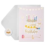 iinut Single Pack Soft Lavender Birthday Card with Gold Foil, Balloon & Candle Design, Envelopes & Stickers, 300GSM, 5x7 Inch for Birthday Wishes, Gifts, Parties & Celebrations, Rite of Passage