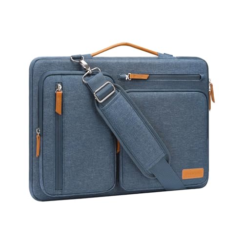 MOSISO Sacoche Ordinateur Portable,Sacoche PC Portable 15-15,6 Pouces Compatible avec MacBook Pro 16,HP,Dell,Sac Ordinateur Sac Messager Côté Ouvert avec 4...