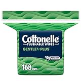 Cottonelle GentlePlus Flushable Wet Wipes with Aloe & Vitamin E, 1 Refill Pack, 168 Wipes Per Pack, Packaging May Vary