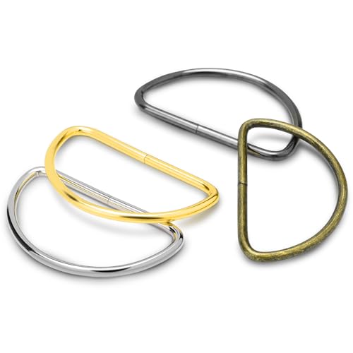 CooBigo 40 Pack 2 inch D Ring Metal D Hooks Ajustable D-Rings Webbing Strap Belt Buckles for Bag, Backpack, Handles, Purses, Hangers Making Craft Accessories(Multicolor)