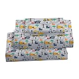 Softan Bed Sheet Set for Kids Boys, Twin Size Microfiber Fitted Sheet, Breathable & Silky Soft Feeling Sheet Set 3 PCs Excavator Kids Twin Bed Sheet