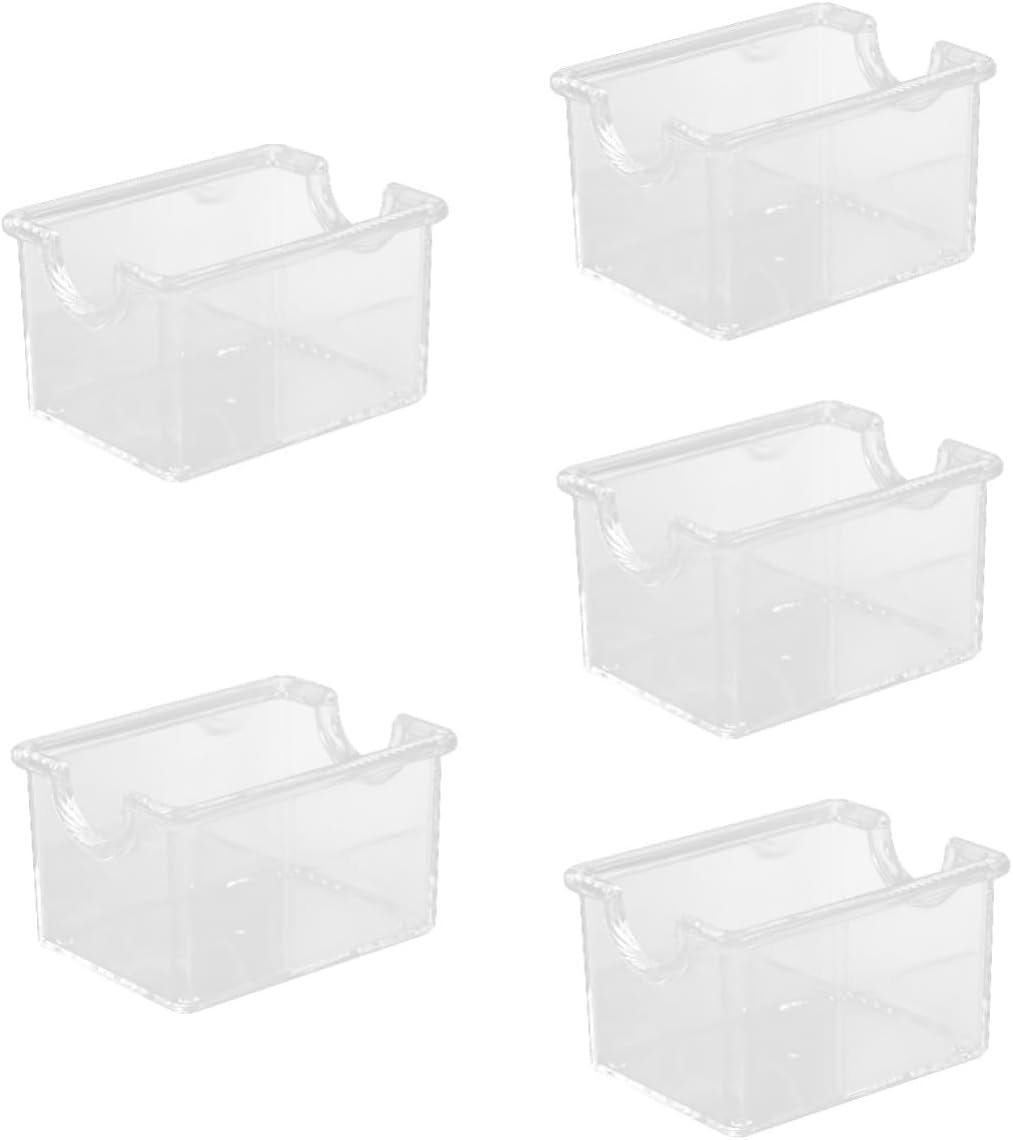 Cabilock 5pcs Small Tea Bag Organizer Transparent Storage Box for Sugar Packets and Tea Bags Compact Design for Coffee Bar and Pantry Convenient and Practical