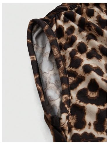 Floerns Women's Y2K Leopard Asymmetrical Neck T Shirt Sleeveless Cheetah Ruched Tee Shirts4