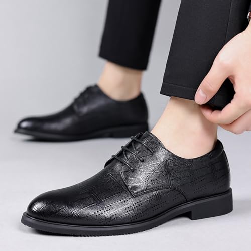 Mens Modern Fashion Oxfords Dress Shoes, Round Toe Lace-up Formal Tuxedo Business Shoes2