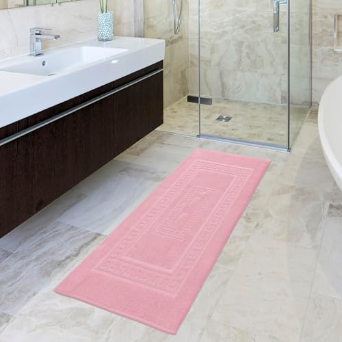 Casatessile Schwamm Bad Matte 60 X 180 cm. Torino Saugfähige Badezimmermatte aus Baumwolle, Badezimmermatte ohne Rutschfestigkeit - ROSA – Ansicht 2