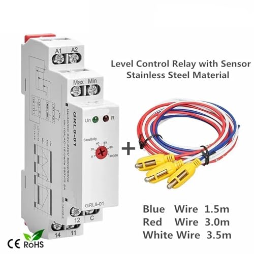 Relé de control de nivel de agua GRL8-01 interruptor automático con sensor AC/DC 24V-240V 2