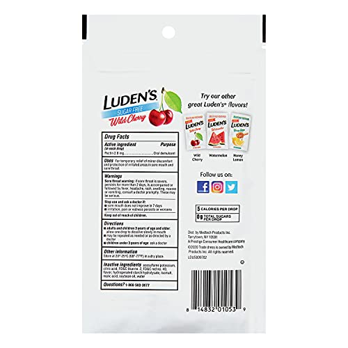 Ludens Throat Drops, Sugar Free Wild Cherry, 25 Count #TOP6