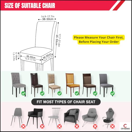 Image of Qlarity Covers PU Leather Dining Chair Covers | Waterproof & Elastic Kitchen Chair Slipcovers for Stain /Scratch Protection | Soft & Well-Fitted Parsons Covers for Dining Room (4)