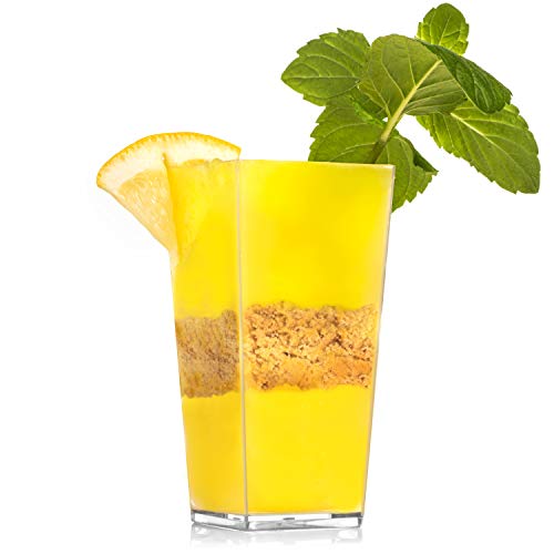 Lsr Loreso 96Ct Tall Square Clear Plastic Dessert Cup For Serving Tasting Party Desserts, Appetizers, And Small Portions - Disposable Shot Glass Shooter Cups, Appetizer Bowls Trifle Bowl Tumbler #TOP24