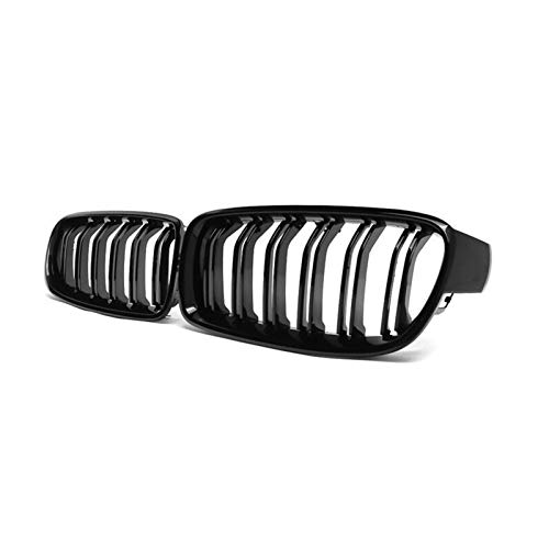 Zwbfu 2 peças preto brilhante para-choque dianteiro capô grade de rim de linha dupla grade de corrid
