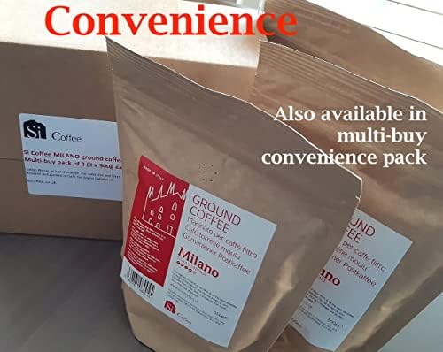 Si Milano Ground Coffee Italian Blend, for cafetiere and Filter; Medium Roast, 500g