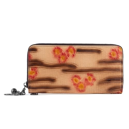 FMURY Wallet Medium Long Large Capacity Zip Clutch Purse Embossed Leather Wallet