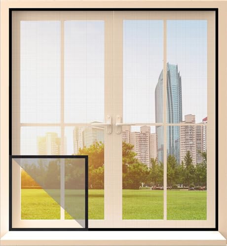Image of Classic Mosquito Net for Windows Standard Size |Pre-Stitched (Size: 50X50cm / Color: Grey |Premium 120GSM Fiberglass Mesh with Self-Adhesive Hook Tape, Quick, Long-Lasting Window net for Home