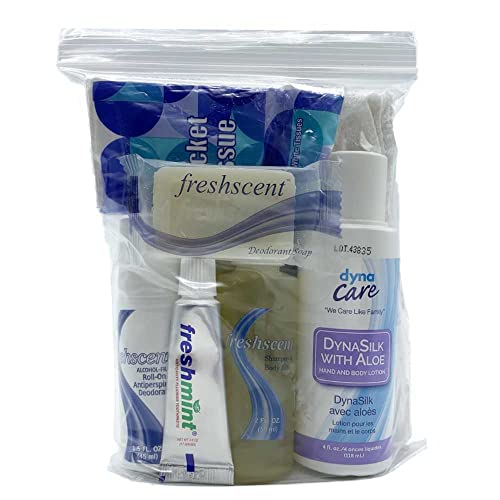 WNL Products 1400SUB-50PACK Deluxe Adult Comfort Kit In Clear Pouch, Premium Essential Wholesale Personal Hygiene & Toiletry Supplies, 50 Pack