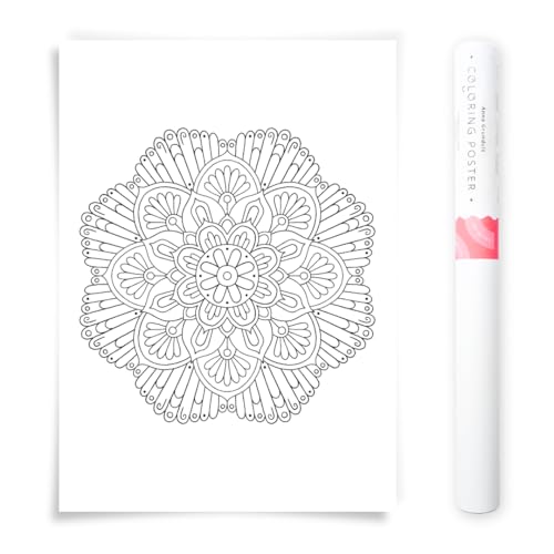 Poster de coloriage mandala floral 50x70cm grand format DIY motif n587