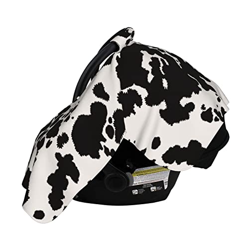 Image of Cow Prints Baby Car Seat Canopy Cover Multi Use Nursing Cover for Newborn Car Seat Canopy Mom Nursing Breastfeeding Covers Newborn Shower Gifts