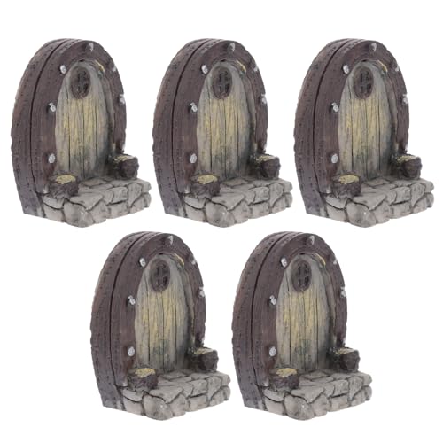 Porte en Bois de Simulation Marron Miniatures de Jardin pour Décoration Résine