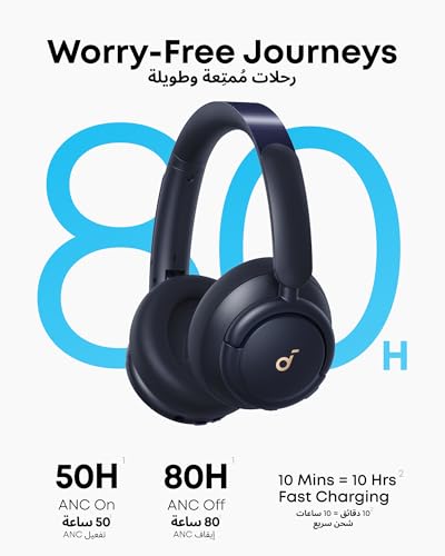 Anker Soundcore Q30 Hybrid Active Noise Cancelling Headphones Bluetooth with Multiple Modes, Hi-Res Sound Bluetooth Headphones, Custom EQ via App, 50H Playtime, Multipoint Connection