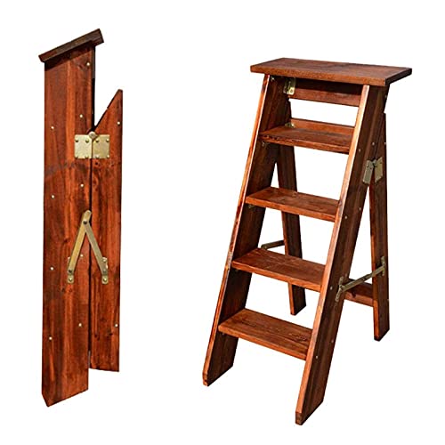 Échelle escabeau polyvalent 4 marches en bois à structure légère et stable