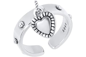 Adjustable Sterling Silver Ring with Delicate Heart Charm