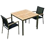 ALEOS KUBA Gartengarnitur Teak Edelstahl Schwarz