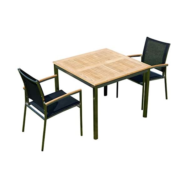 ALEOS KUBA Gartengarnitur Teak Edelstahl Schwarz