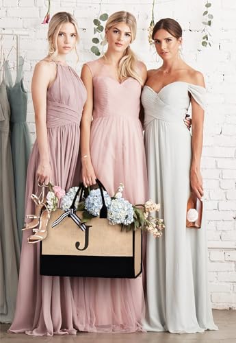 Image of GASSDA Initial Canvas Tote Bag Birthdays Gift for Women Mom Teacher Friend Bridesmaid,Custom for Wedding Beach Holidays