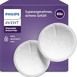Philips Avent Einweg-Stilleinlagen – 3-lagiger ultrasaugfähiger Kern, auslaufsicher, wabenförmige weiche Oberfläche, ultradünn und diskret, einzeln verpackt, 60 Stück, SCF254/61