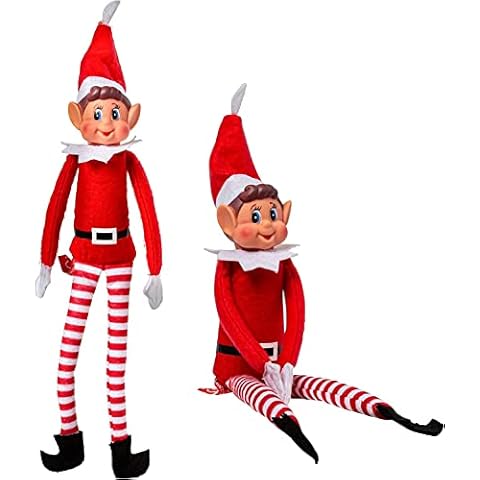 Party Buz WE VALUE YOUR TRUST Pack of 2 Christmas Elf Soft Toy Smiley Face Sits On Shelf - Elves Behavin' Badly - 12" Vinyl Faced Naughty Elf Doll Cover