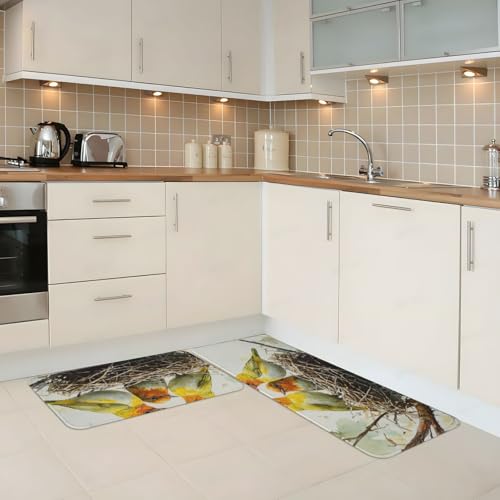 Alfombrillas de pie para cocina acolchadas con estampado de pájaros 3