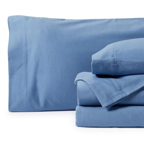 Springtree Home Queen Flannel Sheets, 100% Cotton, Lake Blue