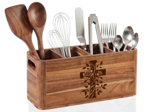 Acacia Wood Utensil Holder