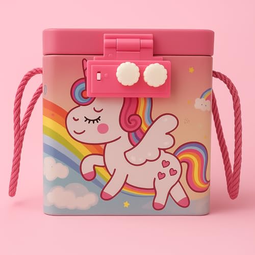 Unicorn Piggy Bank for Girls – Cute Lockable Coin Bank with Code ...