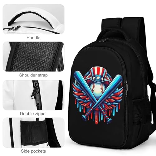 Baseball Home Plate Drip American Flag Game Day Backpack Large Capacity Backpacks Leisure Travel Daypack 12.6X7.3X16.5 Inch4