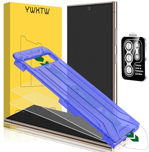 YWXTW 2 Pack Matte Screen Protector for Samsung Galaxy S24 Ultra + 1 Set Camera Lens Protector [Smooth as Silk] [Fingerprint Unlocking] Anti Glare Anti Fingerprint Tempered Glass Screen Protector Bubble Free