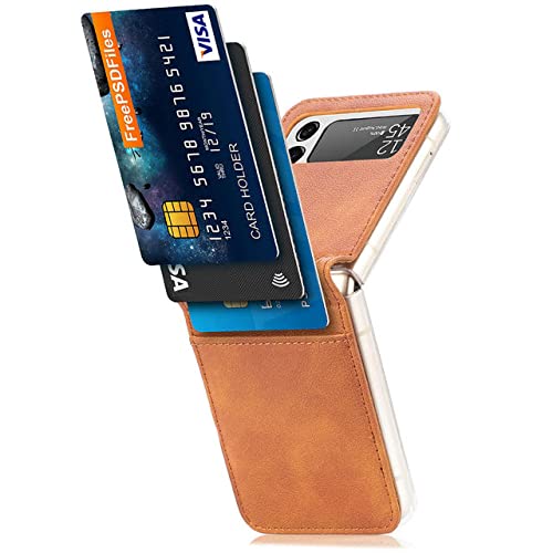 Étui en cuir pliable pour Samsung Galaxy Z Flip 4 et 3, élégante coque auburn style portefeuille