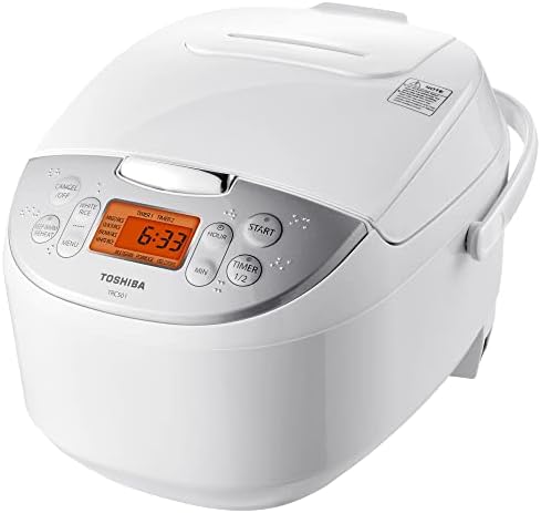 Toshiba Rice Cooker 6 Cups Uncooked (3L) with Fuzzy Logic and One-Touch Cooking, White