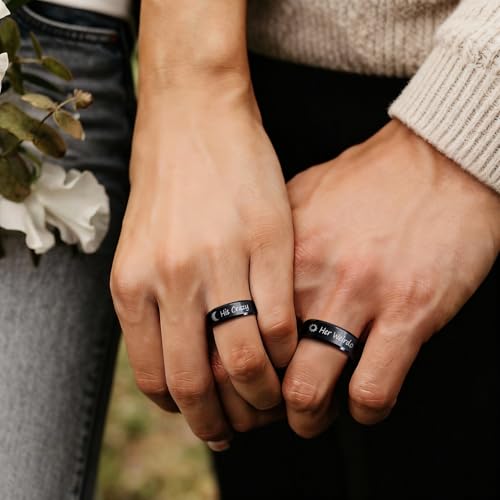 VNOX Customize Jewelry-6MM Black Stainless Steel Beveled Edge Matte Brushed Finish Rings for Men Women,Size 7 - Thumbnail 6