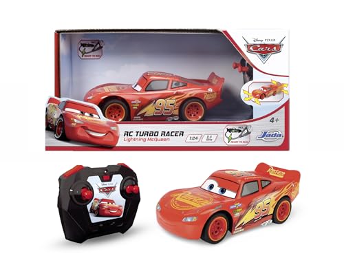 Jada Carro rádio controlo carros raio Mcqueen Turbo Racer 1:24. com carregamento USB, função turbo e pilhas incluídas. Escala 1:24, 17 cm. 4 Anos (203084038)