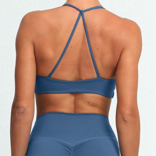 Image of ABOCIW Sports Bras for Women Twist Criss-Cross Back Padded Workout Tank Tops Low Impact Gym Yoga Bra