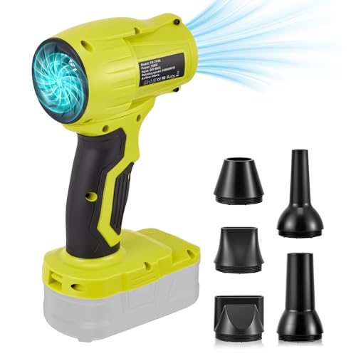 Air Blower Brushless, 96000 RPM High-Power Blower for Ryobi 18V Battery, Handheld Cordless Air Duster Blowers with Stepless Adjustable Speed, for Home Cleaning, Car, Garden, Battery not included