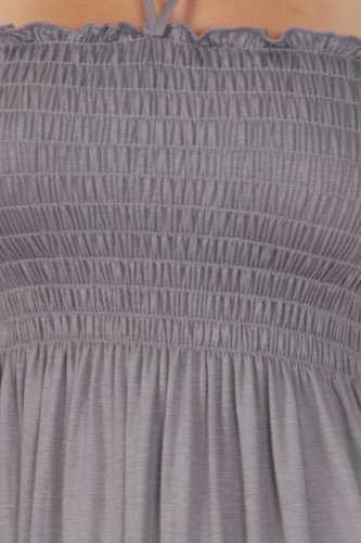Image of Sakkas Soft Jersey Feel Solid Color Smocked Bodice String Halter Long Dress