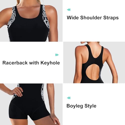 Zando One Piece Swimsuit Women Boyleg Swimsuits for Women One Piece Tummy Control Bathing Suit Sporty Boyshorts Swimwear2