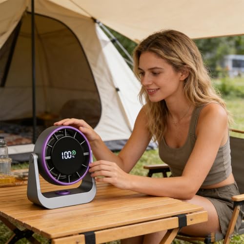 Ventilateur de bureau portable multifonction avec éclairage LED intégré