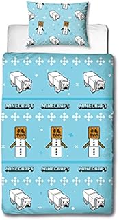 Minecraft Polar Bear Duvet Cover Bedding Set | Officially Licensed Reversible 2 Sided Design With Matching Pillowcase